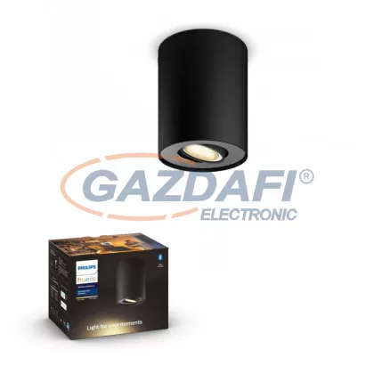   PHILIPS 56330/30/P9 Pillar Hue LED spot lámpa toldat falon kívüli fekete 1x5.5W 2200-6500K 350lm GU10 15000h A++ -> E IP20