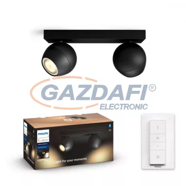 PHILIPS 50472/30/P6 BUCKRAM LED spot lámpa falon kívüli fekete 2x5.5W 2200-6500K 700lm GU10 15000h A++ -> E IP20