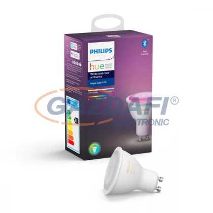  PHILIPS 929001953101  HueWCA fényforrás 5.7W GU10 RGB 2000 - 6500K 350lm GU10 230V 15000h A IP20 bluetooth