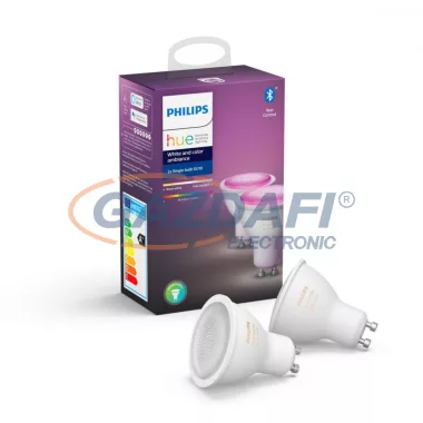 PHILIPS 929001953102  HueWCA fényforrás 2db 5.7W GU10 2200 - 6500K 350lm GU10 230V 15000h A+ IP20 bluetooth