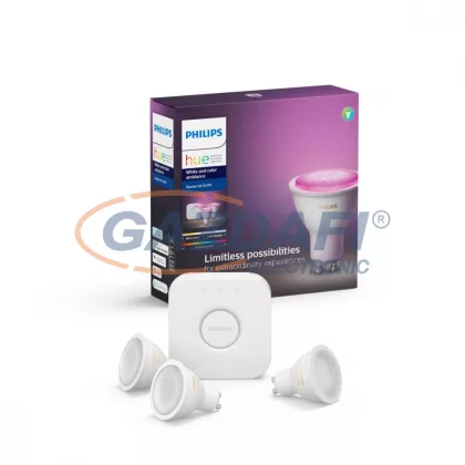   PHILIPS 929001953103  HueWCA fényforrás 3db + bridge 5.7W GU10 RGB 2000 - 6500K 350lm GU10 100-240V 15000h A IP20 bluetooth