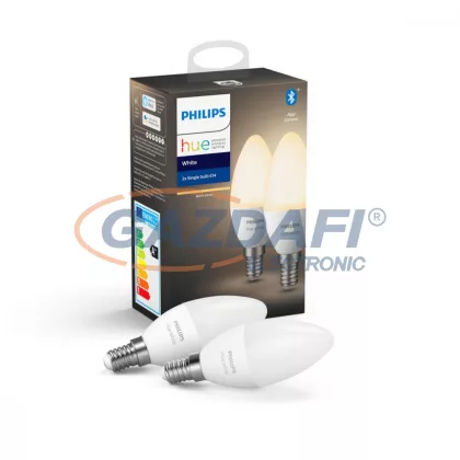  PHILIPS 929002039902  HueW fényforrás 2db 5.5W B39 470lm 2700K E14 230V 25000h A+ IP20 bluetooth