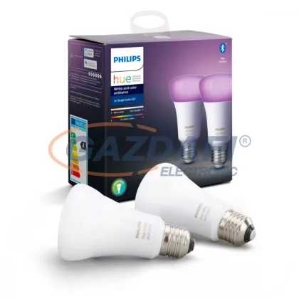   PHILIPS 929002216803  HueWCA fényforrás 9W A60 E27 2db RGB 2000 - 6500K 806lm E27 230V 15000h A+ IP20 bluetooth