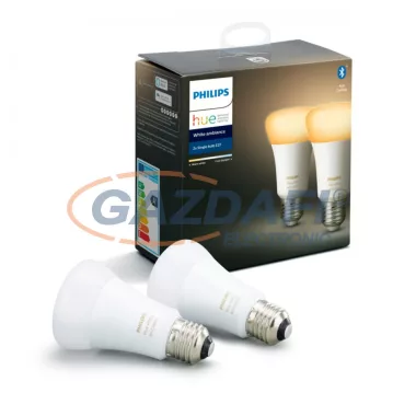 PHILIPS 929002216904  HueWA fényforrás 2db 8.5W A60 E27 2200 - 6500K 806lm E27 230V 15000h A+ IP20 bluetooth