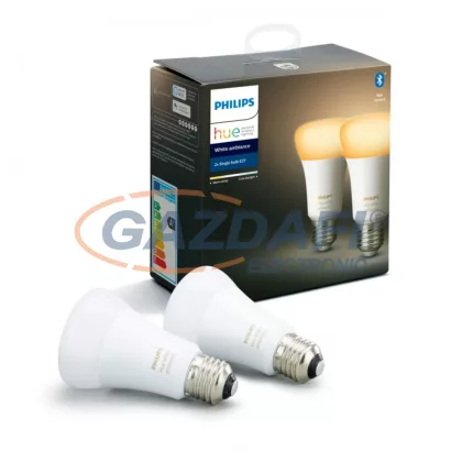   PHILIPS 929002216904  HueWA fényforrás 2db 8.5W A60 E27 2200 - 6500K 806lm E27 230V 15000h A+ IP20 bluetooth