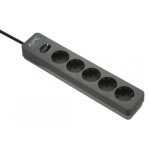   SCHNEIDER PME5U2B-GR APC túlfeszültségvédő, fekete, 5 kimenet 5 V, 2,4 A, 2 port, USB-töltő, 230 V