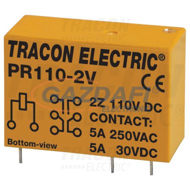 TRACON PR110-2V Print relé 110V DC / 2×CO (5A, 230V AC / 30V DC)