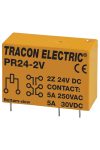 TRACON PR24-2V Print relé 24V DC / 2×CO (5A, 230V AC / 30V DC)
