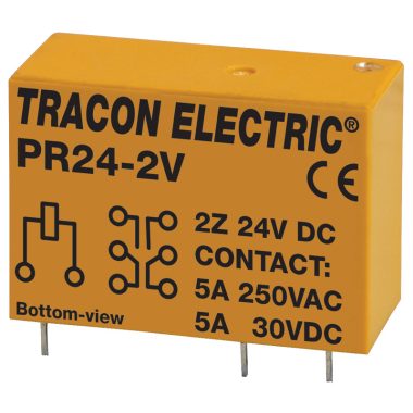TRACON PR24-2V Print relé 24V DC / 2×CO (5A, 230V AC / 30V DC)