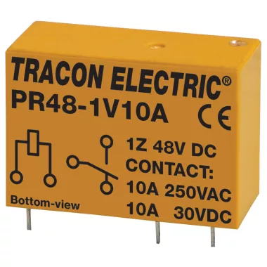 TRACON PR48-1V10A Print relé 48V DC / 1×CO (10A, 230V AC / 30V DC)