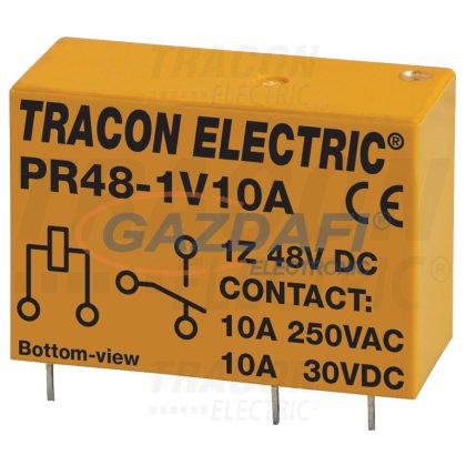   TRACON PR48-1V10A Print relé 48V DC / 1×CO (10A, 230V AC / 30V DC)