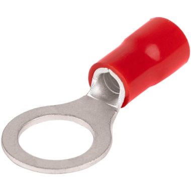 TRACON PSZ10-10 Szigetelt szemes saru, ónozott elektrolitréz, piros 10mm2, M10, (d1=4,7mm, d2=10,5mm),PVC