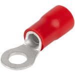 TRACON PSZ10-6 Szigetelt szemes saru, ónozott elektrolitréz, piros 10mm2, M6, (d1=4,5mm, d