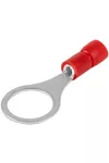 TRACON PSZ6 Szigetelt szemes saru, ónozott elektrolitréz, piros 1,5mm2, M6, (d1=1,7mm, d2=6,4mm),PVC