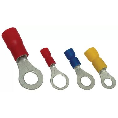 TRACON PSZ8 Szigetelt szemes saru, ónozott elektrolitréz, piros 1,5mm2, M8, (d1=1,7mm, d2=8,4mm), PVC, 100 db/csomag