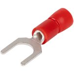 TRACON PV3 Szigetelt villás saru, ónozott elektrolitréz, piros 1,5mm2, M3, (d1=1,7mm, d2=3