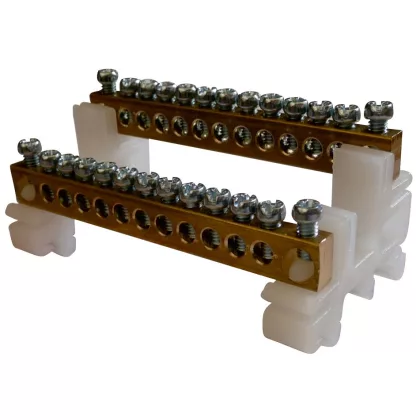 Földelő rézsín, dupla soros kivitel, 20x10mm2