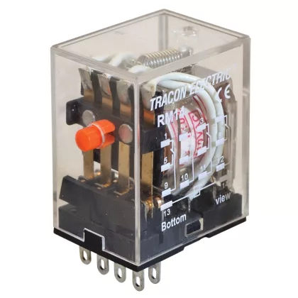 TRACON RM14-12DC Miniatűr relé 12V DC / 4×CO (3A, 230V AC / 28V DC)