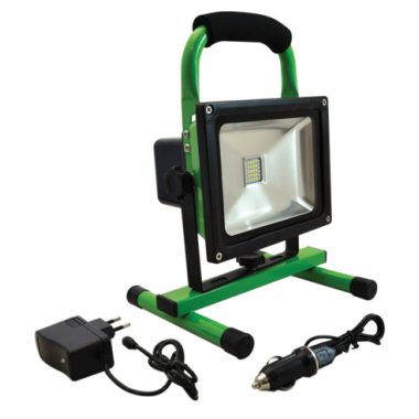 TRACON RSMDAE20W Hordozható akkumulátoros LED fényvető vészjelző funkcióval 110-240 VAC; 20 W; IP54; 8,4 V; 10Ah; 1200 lm, EEI=A