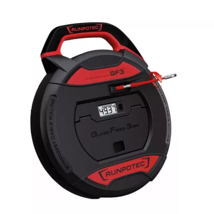   Runpotec 101930 GF3 üvegszálas behúzó készlet digitális hosszmérővel Ø 3 mm - 30 m
