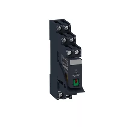 SCHNEIDER RXG21B7PV Zelio RXG Interfész relé foglalattal, 2CO, 5A, 24VAC, tesztgomb