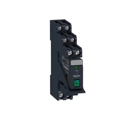   SCHNEIDER RXG22BDPV Zelio RXG Interfész relé foglalattal, 2CO, 5A, 24VDC, tesztgomb, LED