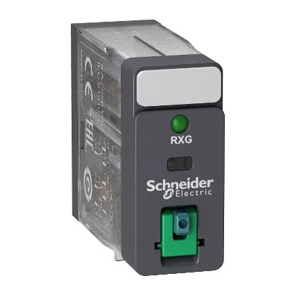 SCHNEIDER RXG22FD Zelio RXG Interfész relé, 2CO, 5A, 110VDC, tesztgomb, LED