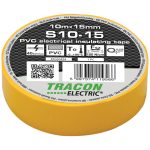 TRACON S10-15 Szigetelőszalag, sárga 10m×15mm, PVC, 0-90°C, 40kV/mm