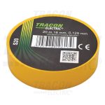   TRACON S20 Szigetelőszalag, sárga 20m×18mm, PVC, 0-90°C, 40kV/mm, 10 db/csomag