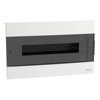   SCHNEIDER ELECTRIC EASY9 EU EZ9EUA118 Műanyag kiselosztó 18 modul, 1 SOR, PE+N sínnel, füstszínű ajtóval, IP40 (zárt ajtóval), süllyesztett - méret 245X400X99 MM ( EZ9EUA118 )