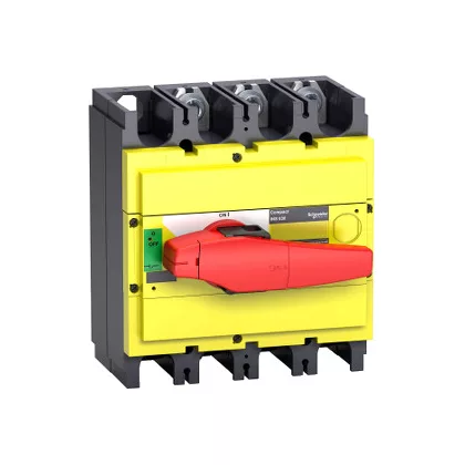   SCHNEIDER 31132 Szakaszolókapcsoló Interpact INS500 3P piros kapcsolókar, sárga homloklap