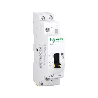 SCHNEIDER A9C41225 ACTI9 iCTK kontaktor, kézi vezérlésű, 25A, 2NO, 250VAC