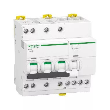 SCHNEIDER A9DC3720 ACTI9 iCV40 áramvédős kismegszakító, A osztály, 3P-N, C, 20A, 30mA