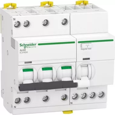 SCHNEIDER A9DC4725 ACTI9 iCV40 áramvédős kismegszakító, A osztály, 3P-N, C, 25A, 30mA, 10kA