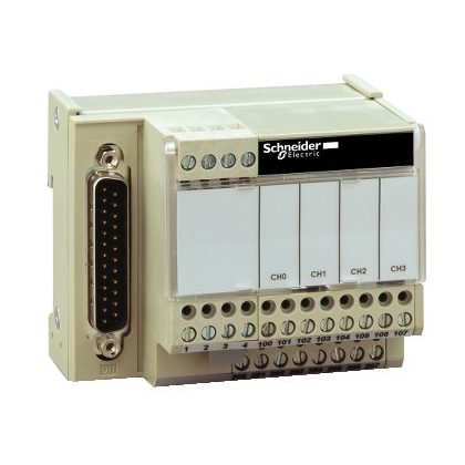 SCHNEIDER ABE7CPA21 Modicon ABE7 elosztóblokk, 4 csatornás analóg Quantum/Premium/X80 I/O kártyákhoz, SUB-D25