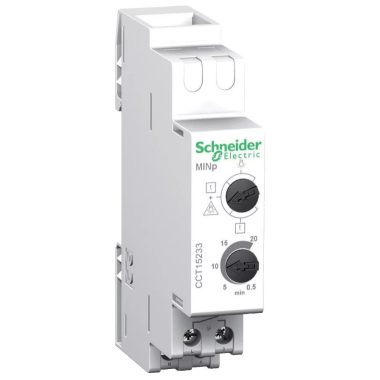 SCHNEIDER CCT15233 ACTI9 MINp lépcsőházi időrelé, 0.5-20 perc, kikapcsolási figyelmeztetéssel