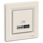   SCHNEIDER EPH2700323 ASFORA Dupla USB töltő, 2.4A, A+C, bézs