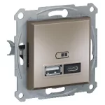   SCHNEIDER EPH2700369 ASFORA Dupla USB töltő, 2.4A, A+C, bronz
