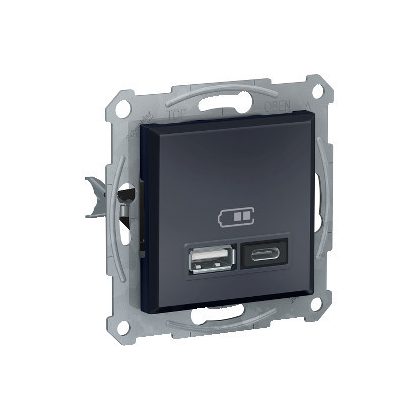  SCHNEIDER EPH2700371 ASFORA Dupla USB töltő, 2.4A, A+C, antracit