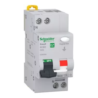 SCHNEIDER EZ9D55625 EASY9 PRO Áramvédős kismegszakító, A osztály, 1P-N, C, 25A, 30mA