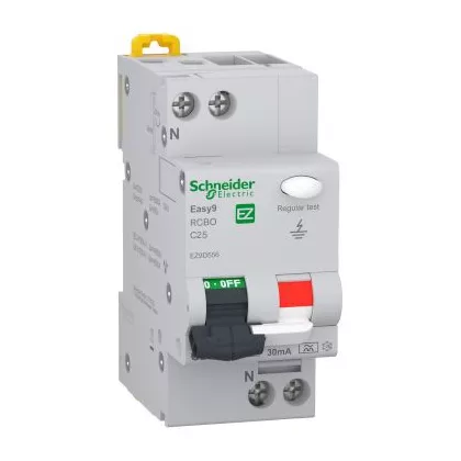   SCHNEIDER EZ9D55625 EASY9 PRO Áramvédős kismegszakító, A osztály, 1P-N, C, 25A, 30mA