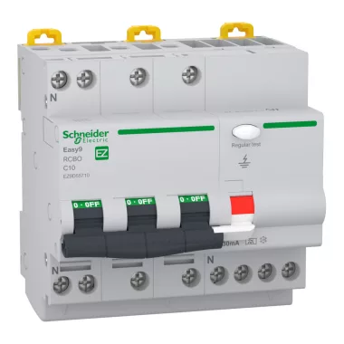 SCHNEIDER EZ9D55710 EASY9 PRO Áramvédős kismegszakító, A osztály, 3P-N, C, 10A, 30mA