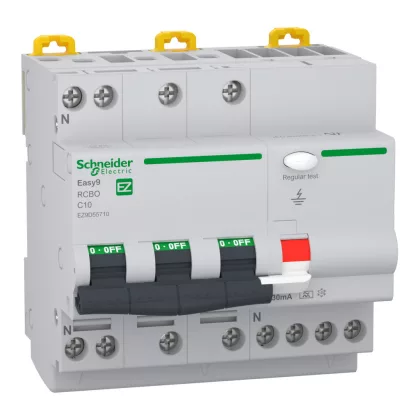   SCHNEIDER EZ9D55710 EASY9 PRO Áramvédős kismegszakító, A osztály, 3P-N, C, 10A, 30mA