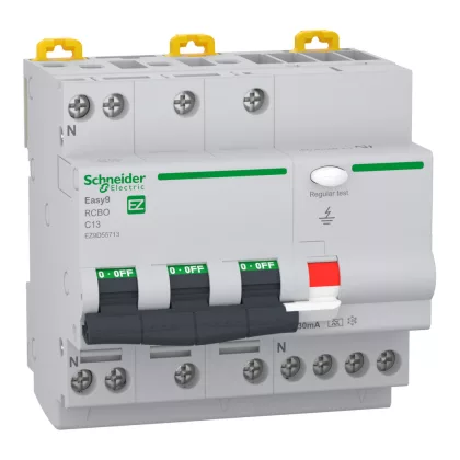   SCHNEIDER EZ9D55713 EASY9 PRO Áramvédős kismegszakító, A osztály, 3P-N, C, 13A, 30mA