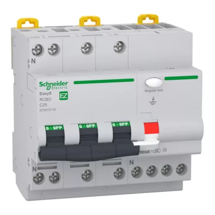   SCHNEIDER EZ9D55725 EASY9 PRO Áramvédős kismegszakító, A osztály, 3P-N, C, 25A, 30mA
