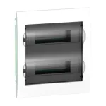   SCHNEIDER EZ9E212S2F EASY9 Kiselosztó, 24 modul, PE+N sínnel, füstszínű ajtóval, süllyesztett