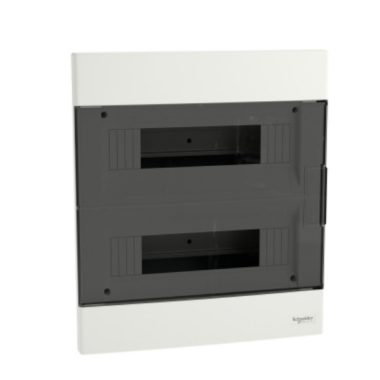 SCHNEIDER EZ9EUA212 EASY9 EU Kiselosztó, 24 modul, PE+N sínnel, füstszínű ajtóval, süllyesztett