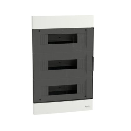 SCHNEIDER EZ9EUA312 EASY9 EU Kiselosztó, 36 modul, PE+N sínnel, füstszínű ajtóval, süllyesztett