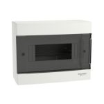 SCHNEIDER EZ9EUC108 EASY9 EU Kiselosztó, 8 modul, PE+N sínnel, füstszínű ajtóval, falon kívüli