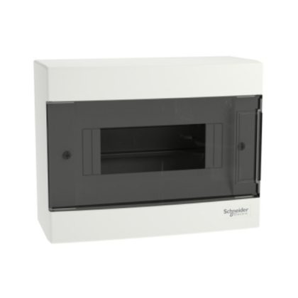 SCHNEIDER EZ9EUC108 EASY9 EU Kiselosztó, 8 modul, PE+N sínnel, füstszínű ajtóval, falon kívüli